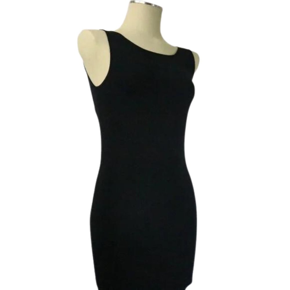 Zara Womens Knit Back Cut Out Midi Party Sleeveless Dress Fitted Bodycon Black M - Picture 4 of 6